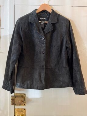 Brandon Thomas Suede Button-Front Jacket - Black large